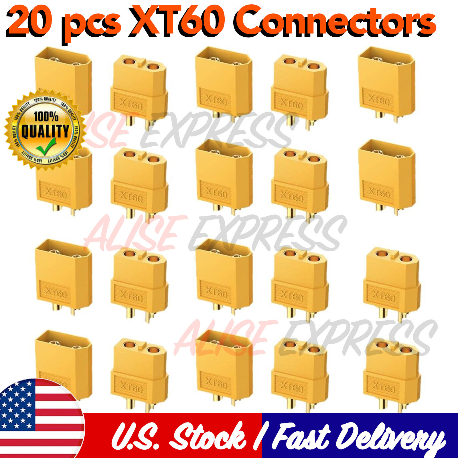 XT60 Connectors Plugs 10 Male + 10 Female Bullet RC Lipo Battery 20Pcs