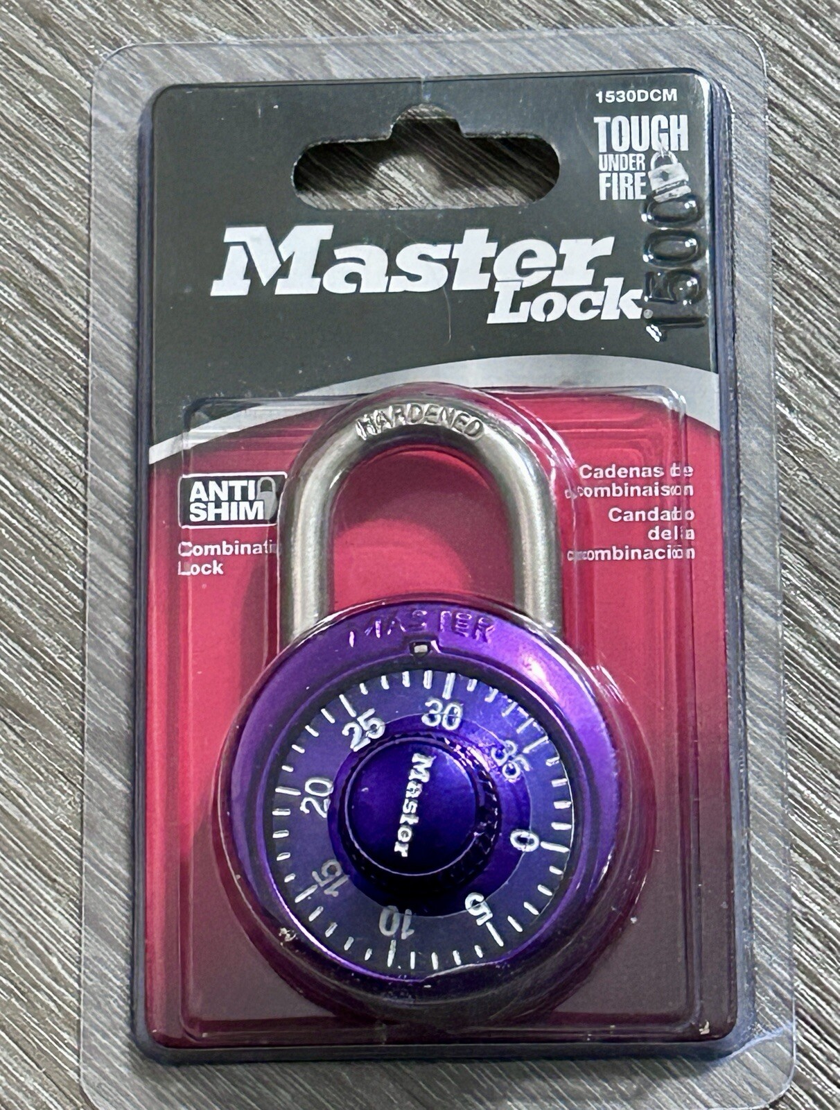 Master Lock Combination Lock 1530DCM Anti Shim Tough Under Fire Purple New