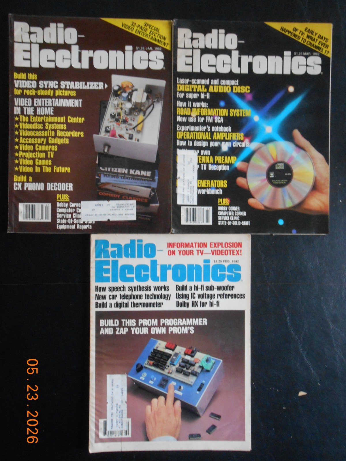 3 1982 Radio electronics magazines GREAT ADS Shure PC Computer CB Atari  Sony