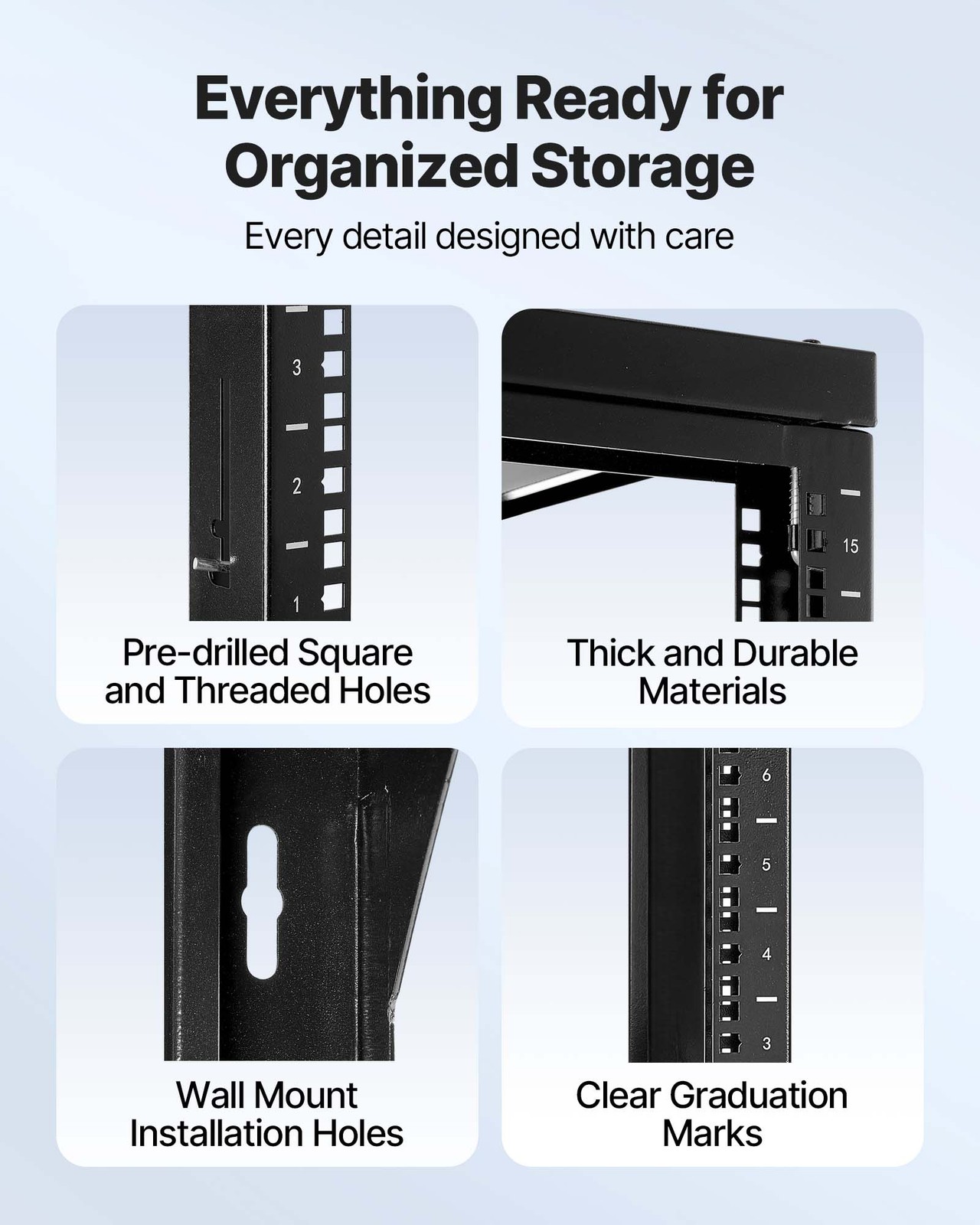 VEVOR 15U Wall Mount Server Rack Open Frame Network Rack 150 lbs 180 Degrees
