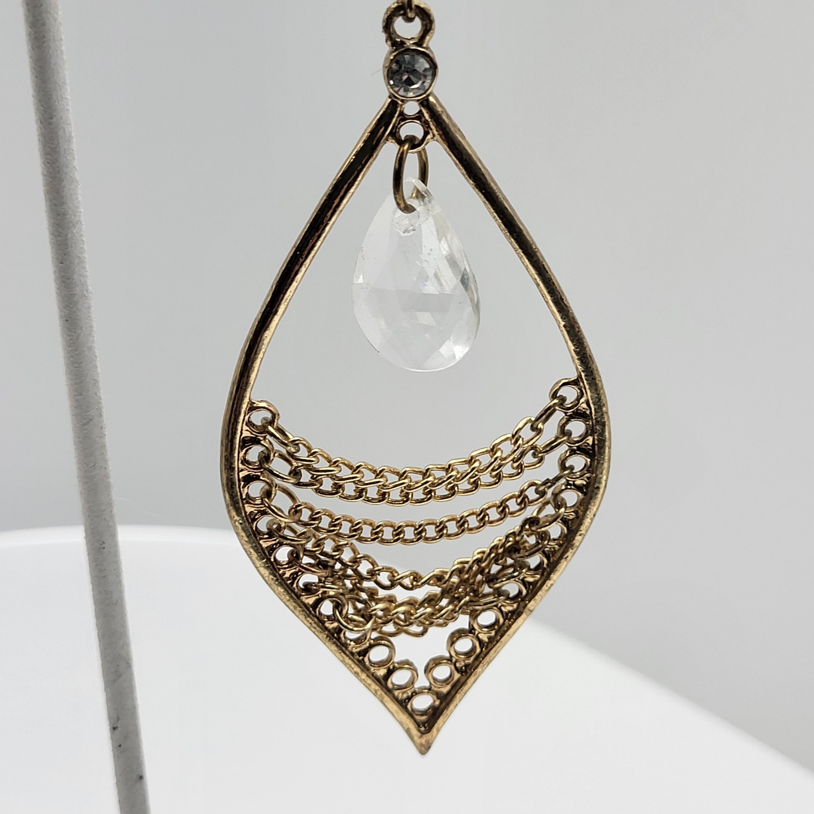 Flamboyant dangle earrings chains crystal Boho Tribal fun
