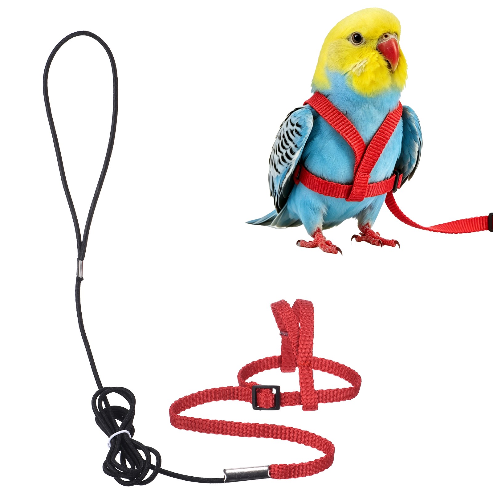 Adjustable Bird Harness Parrot Leash, S Size Nylon Bird Harness, Red