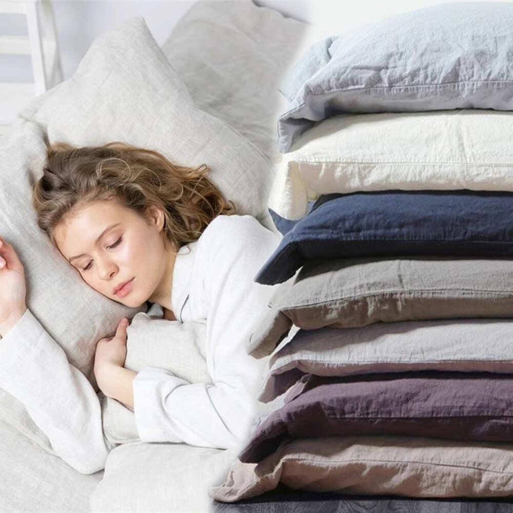 100% Pure Natural Linen PillowCase Solid Soft Pillow Slip Flax Cover Cushion