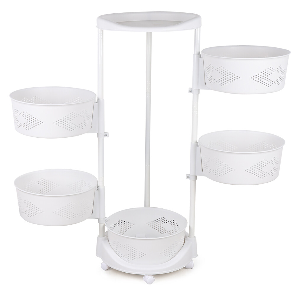 5-Tier Rotating Kitchen Organizer Rack With Fruit & Vegetable Storage Wheels