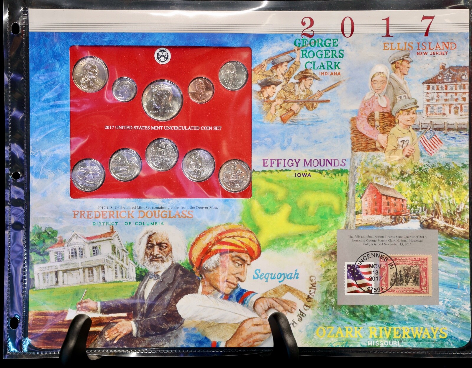 2017 P & D Uncirculated Mint Set Postal Commemorative Society Coins & Stamps