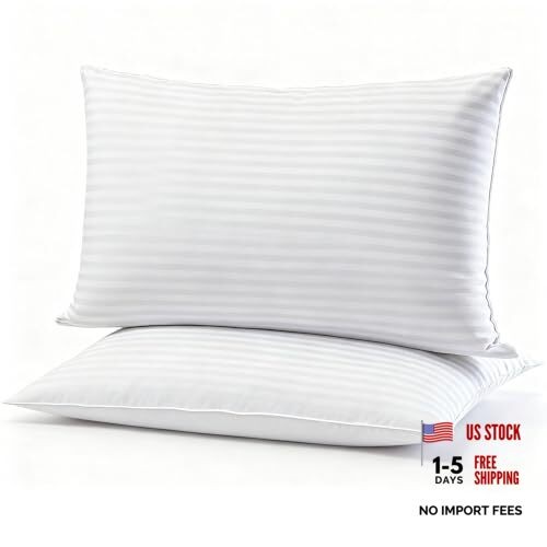 Flat Ultra Thin Bed Pillows Size Pillow Set of 2 Extra Standard White Stripes
