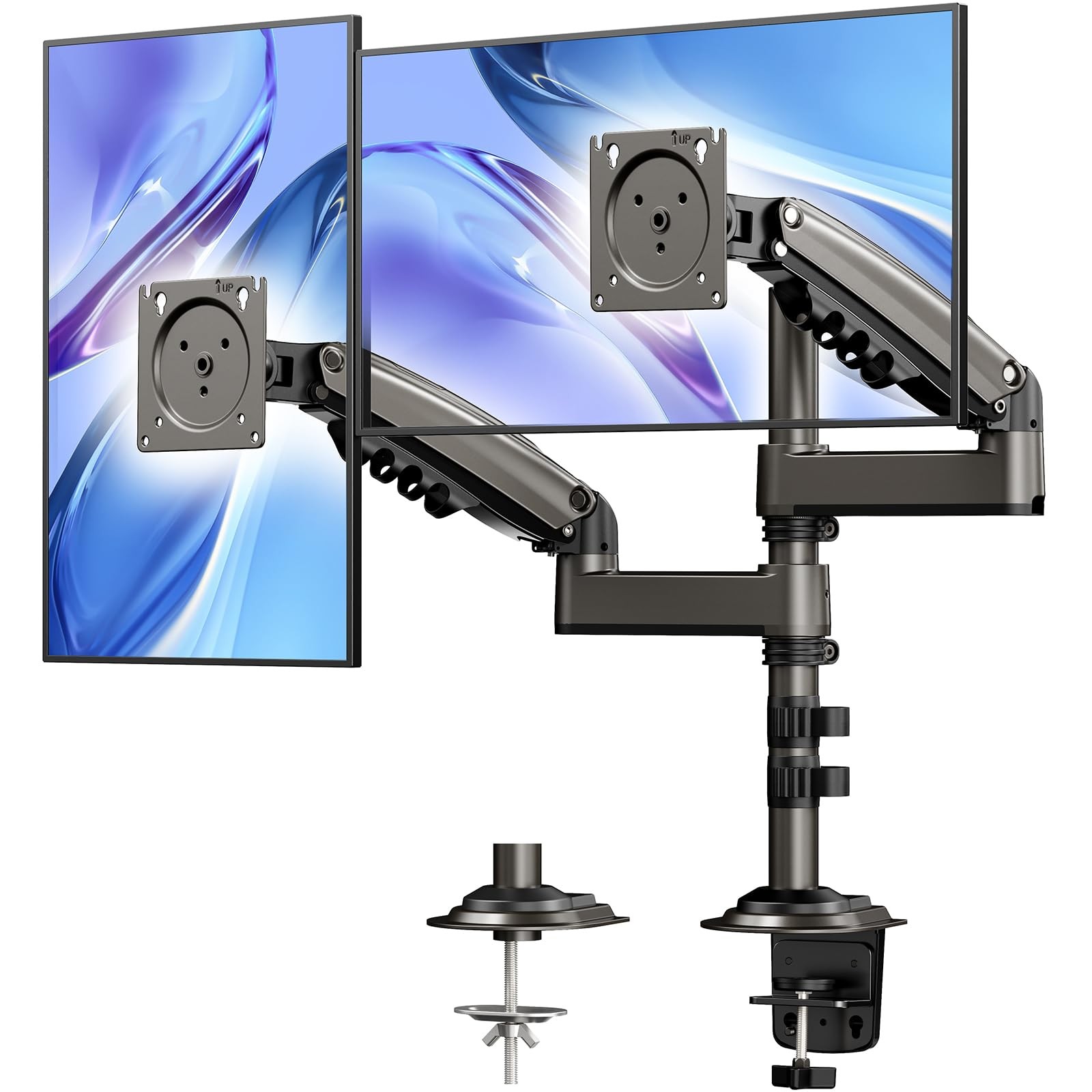 17-32 Inch Dual Monitor Stand, Vertical Dual Monitor Mount, Monitor Stand 2 M...