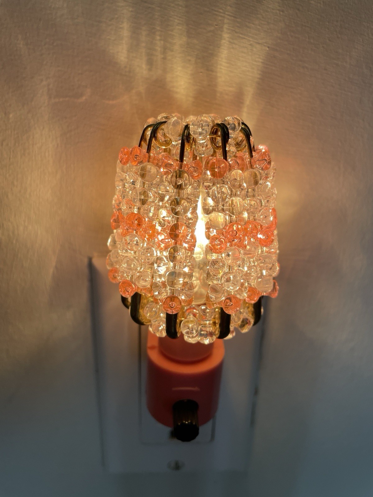 Safety Pin Art Night Light Dark Pink Peach