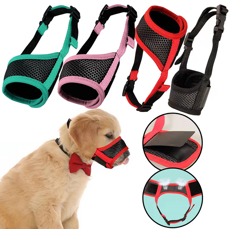 Dog Muzzle Anti Stop Bite Barking Chewing Mesh Mask Training Pet Small Large US