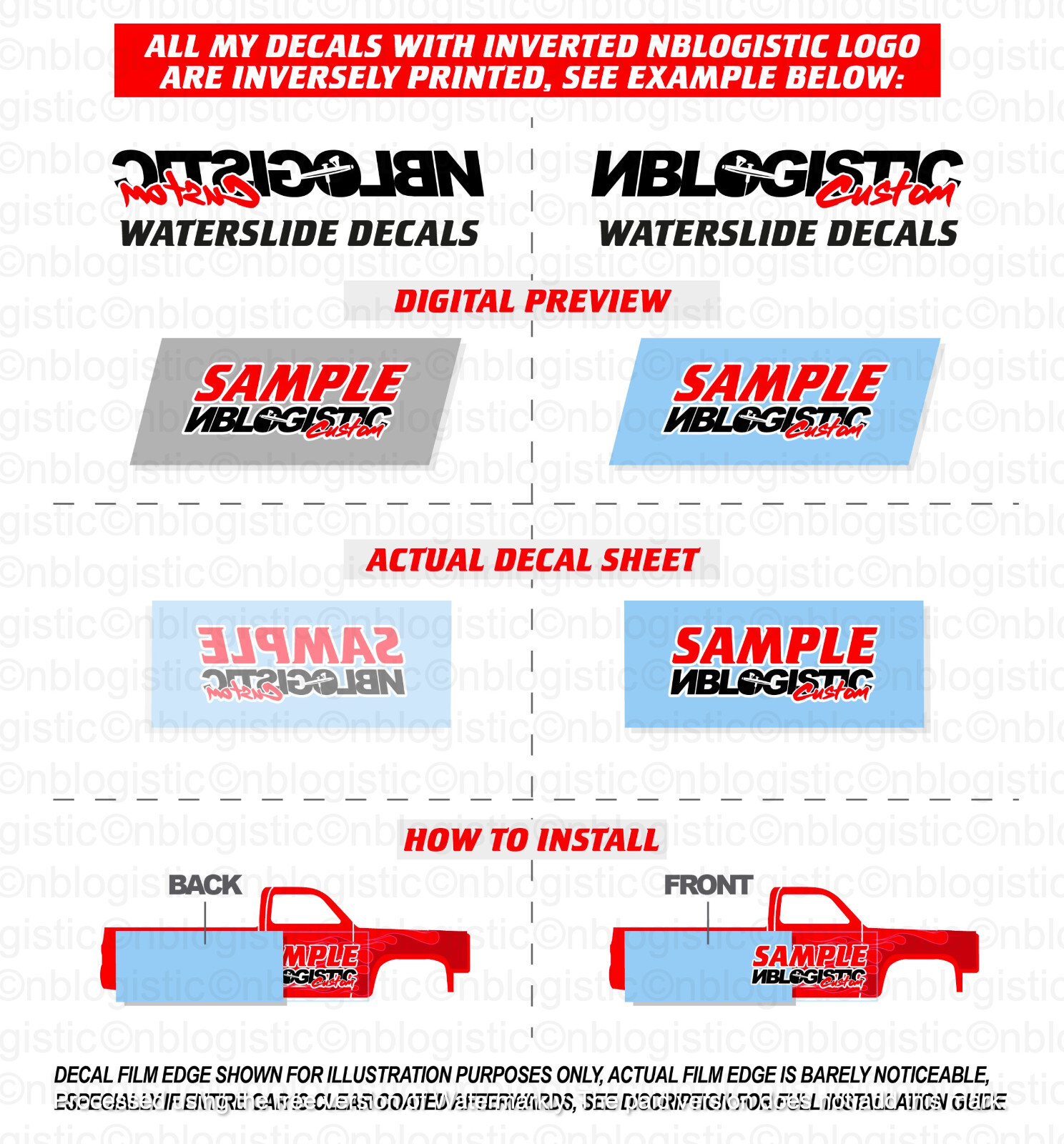 UNIVERSAL Water Slide Decals FOR HOT WHEELS '83 Chevy Silverado a3