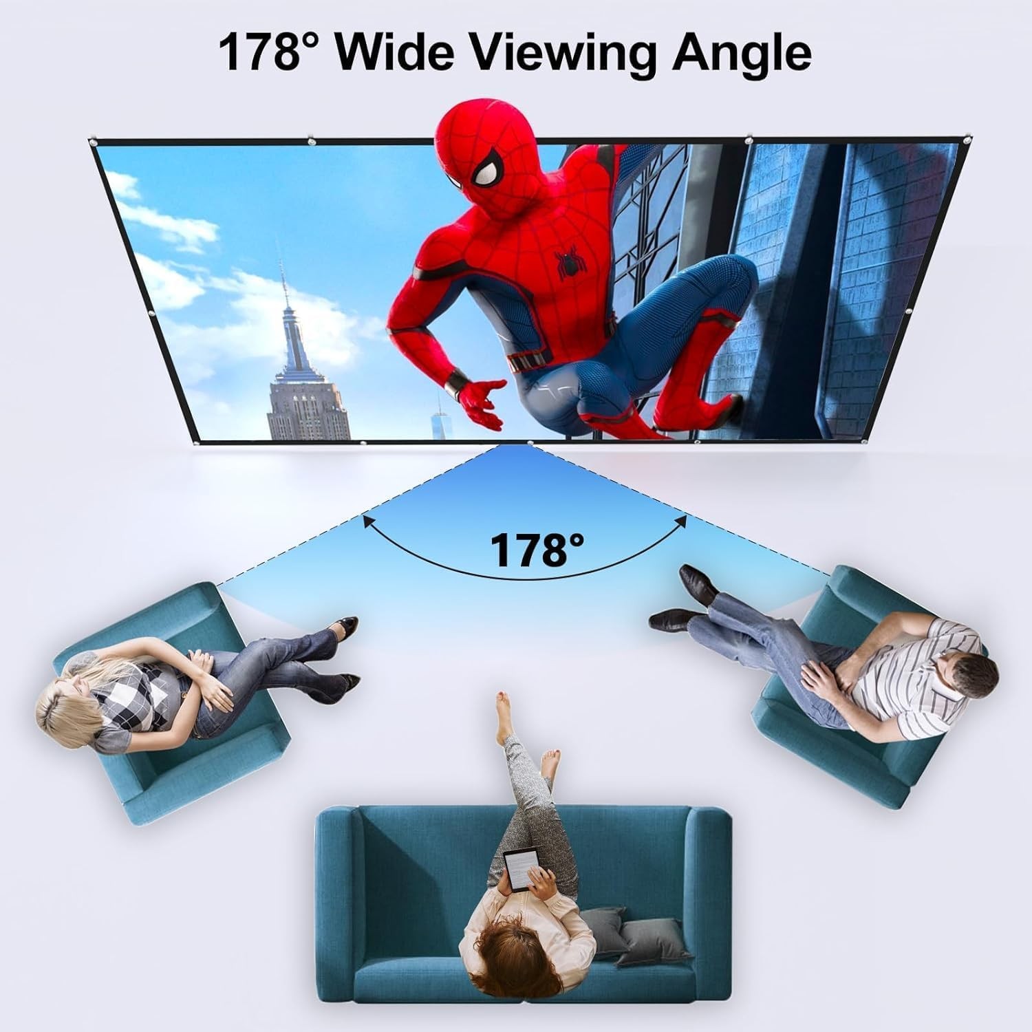Projector Screen 100 inch, Portable Projector Screen Outdoor Indoor Projectio...