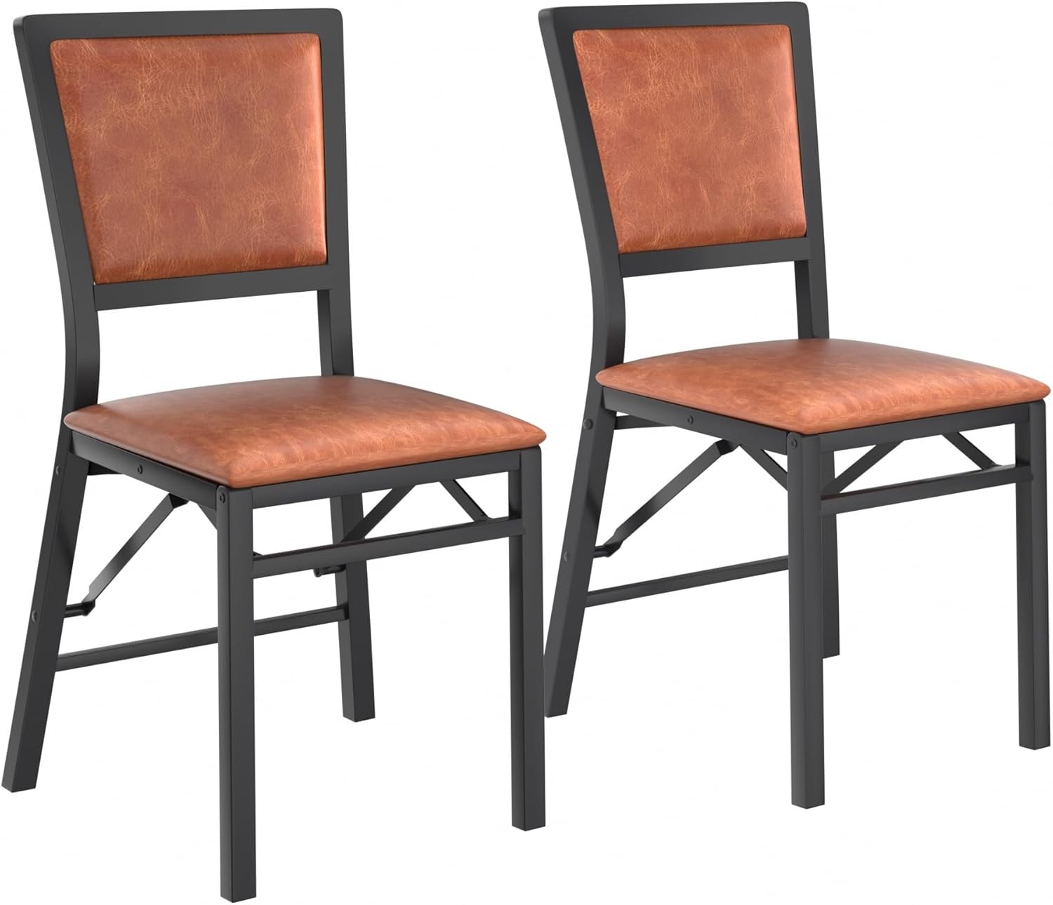 Folding Chairs Set of 4 W/ Cushion Foldable Padded Seats W/ Heavy Duty Metal