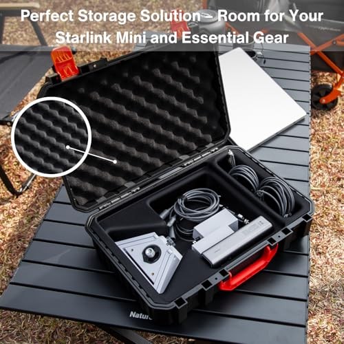 Storage Case for Starlink Mini, Protective Hard Case with EVA Padding Black+Red