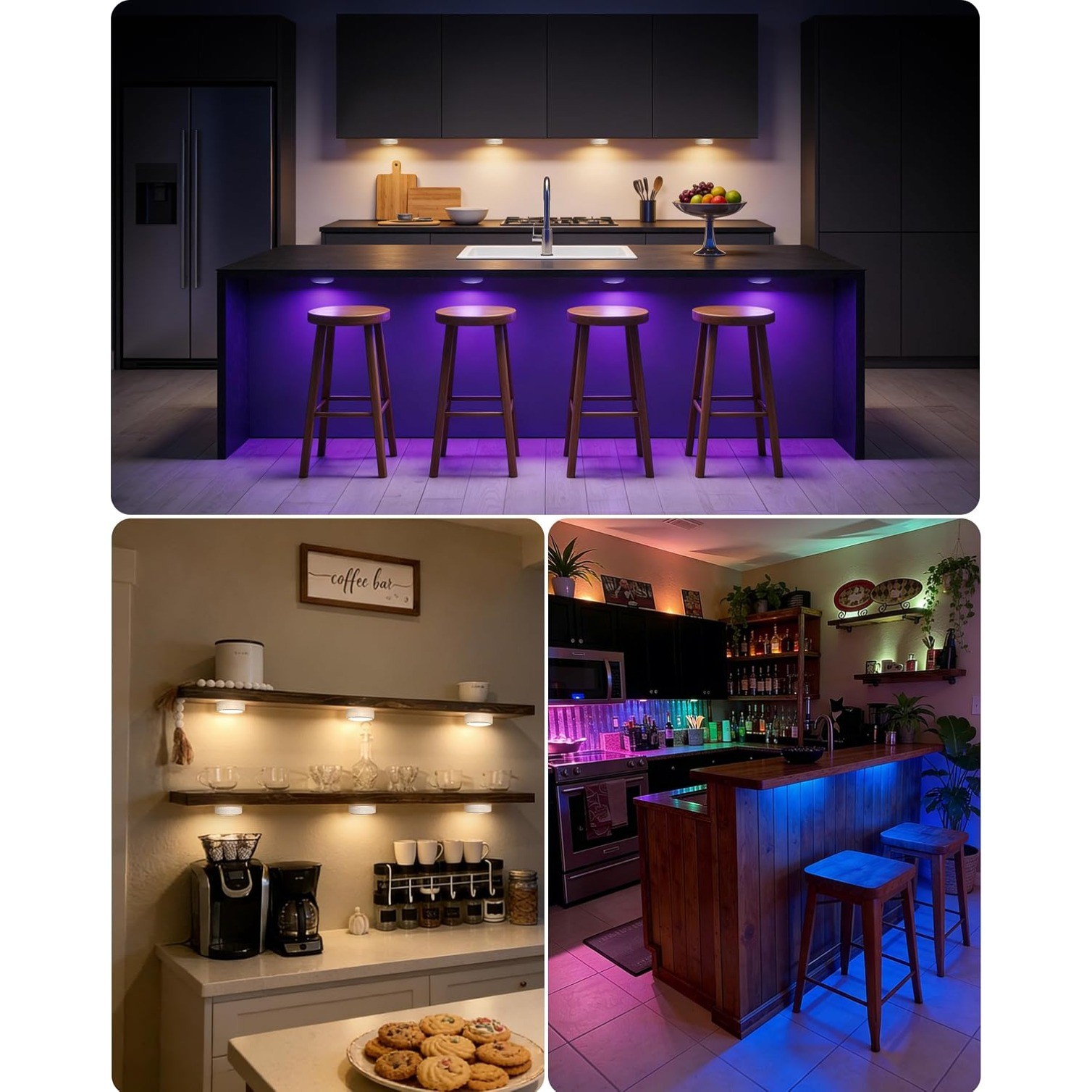 6pcs Cabinet Lights,Battery Operated LED Puck Lights with Remote Control & Timer