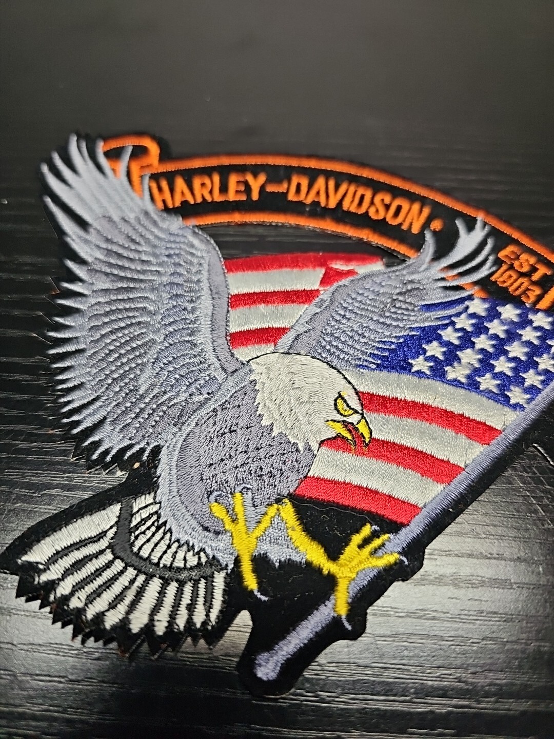 Vintage Harley Davidson Large Eagle Wing Patch Biker Embroidered 7" Vest Jacket