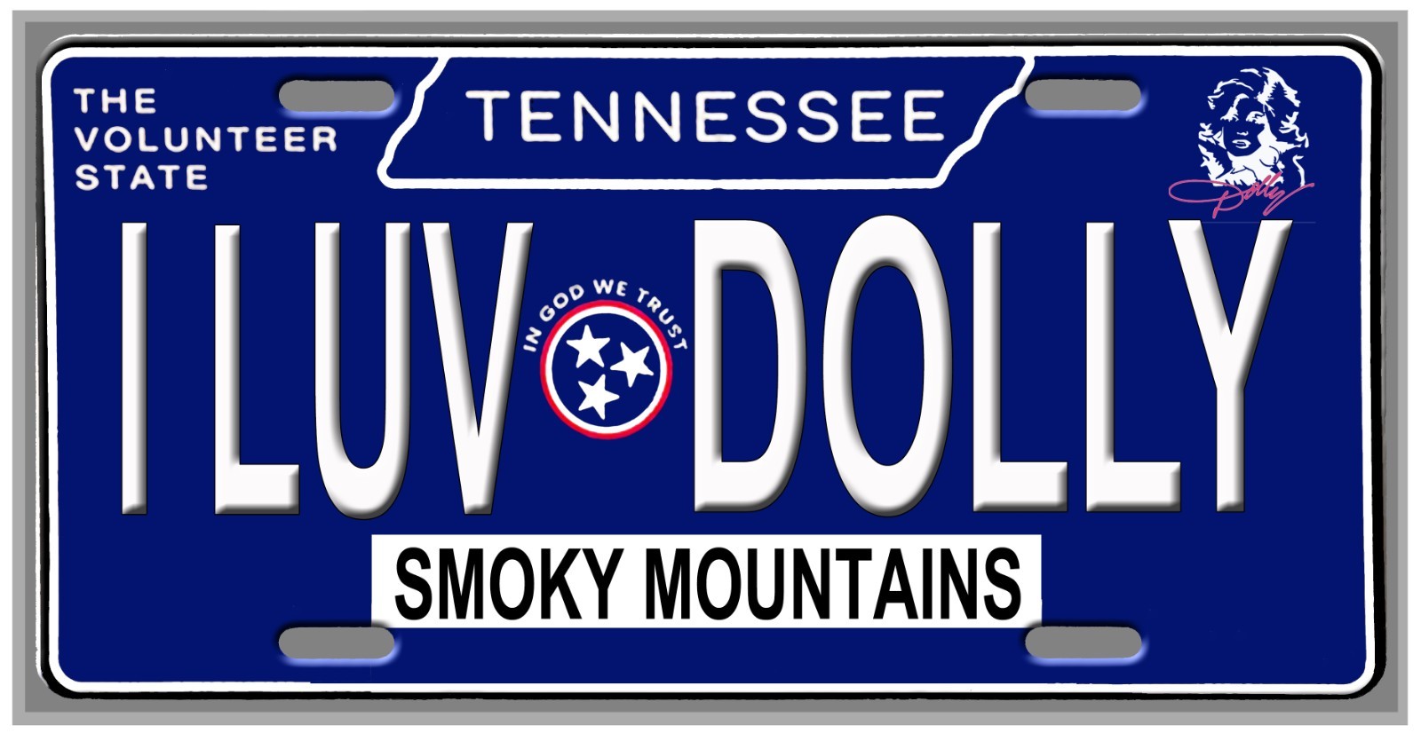 L@@K  I LUV Dolly Parton Smoky Mountains TN State Vanity License Plate