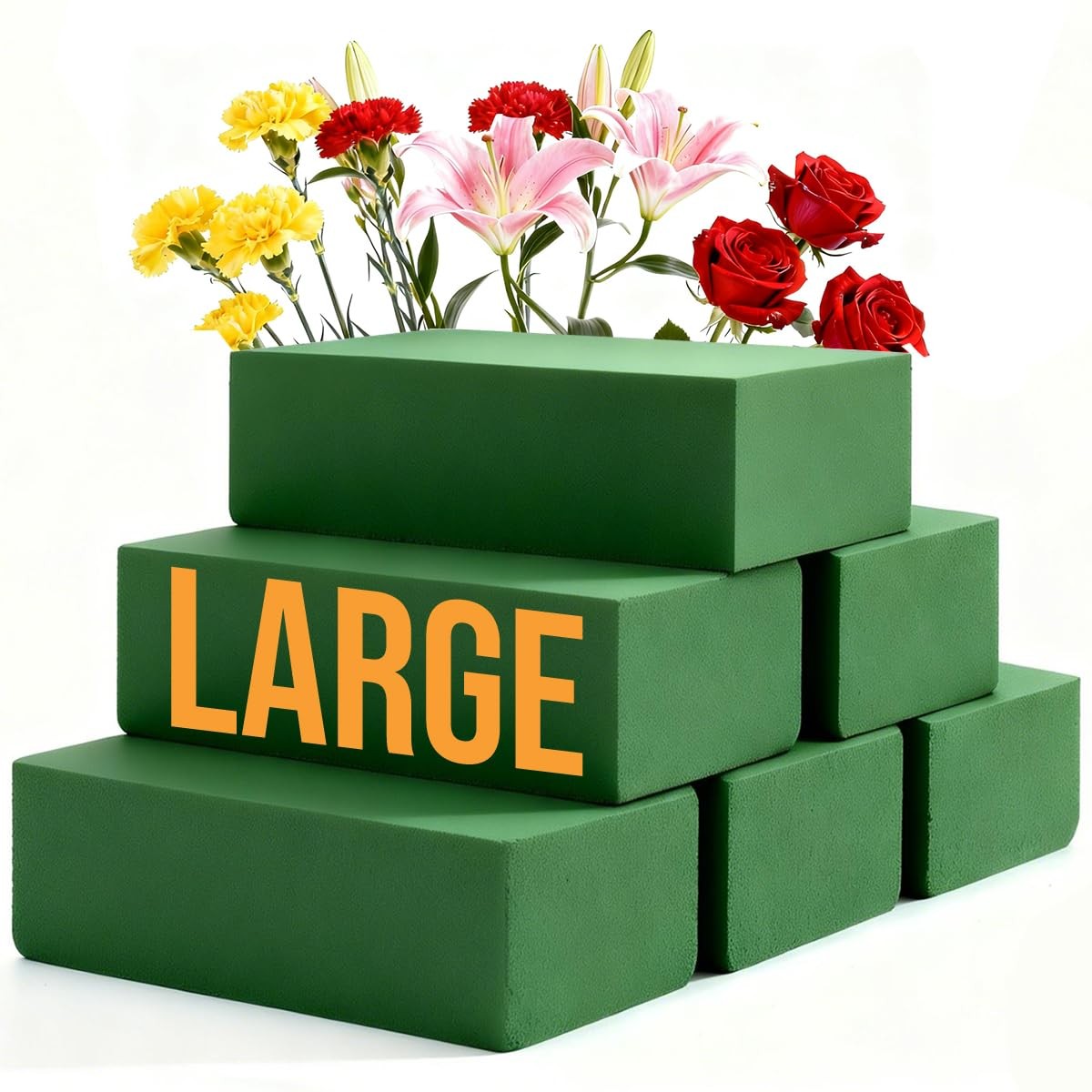 6 PCS Floral Foam Blocks 8.9x4.1x2.7 Inch Dry Wet Fresh Flower Styrofoam DIY