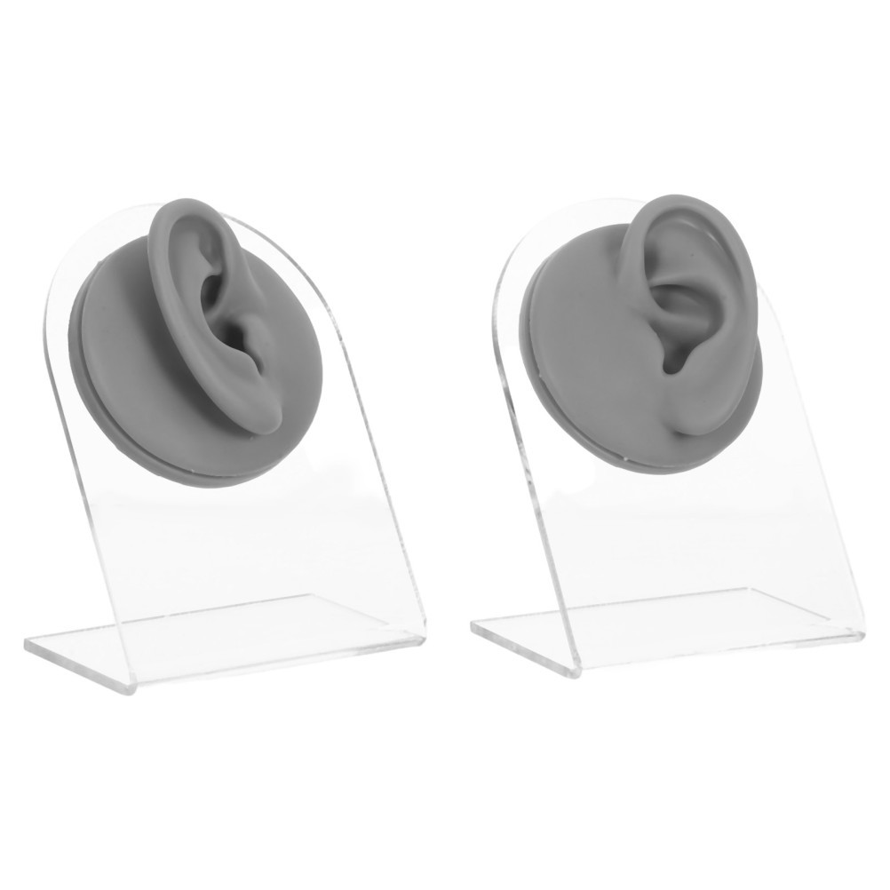 1 Set Durable Silicone Ear Model for Jewelry Mannequin Piercing Practice Grey