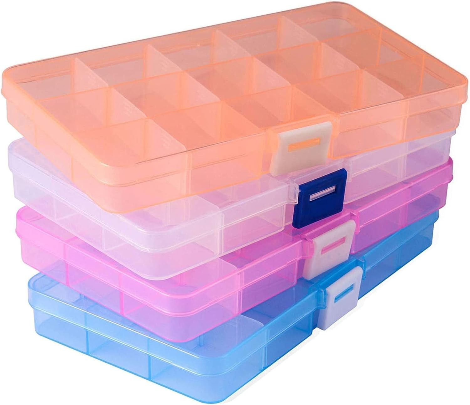 Transparent 15-Compartment Jewelry Organizer - Small Plastic Storage Solution