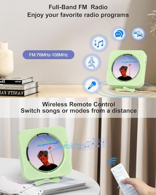 CD Player Portable Bluetooth Desktop CD Player for Home, Mini Cute CD Players