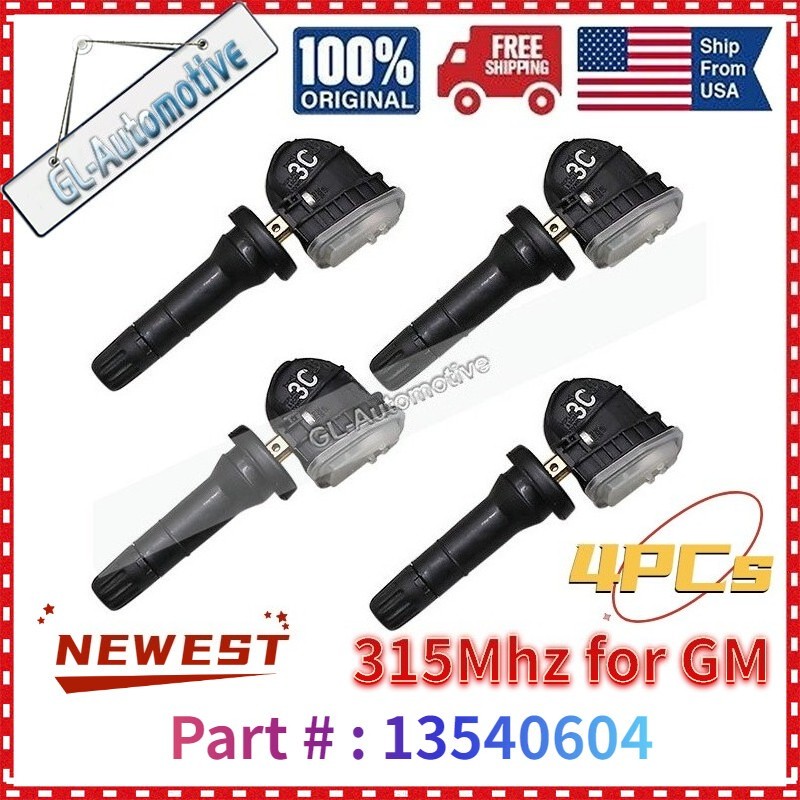 4x Tire Pressure Sensor 13540604 TPMS 315 Mhz for GM 2017-2019 Silverado Sierra