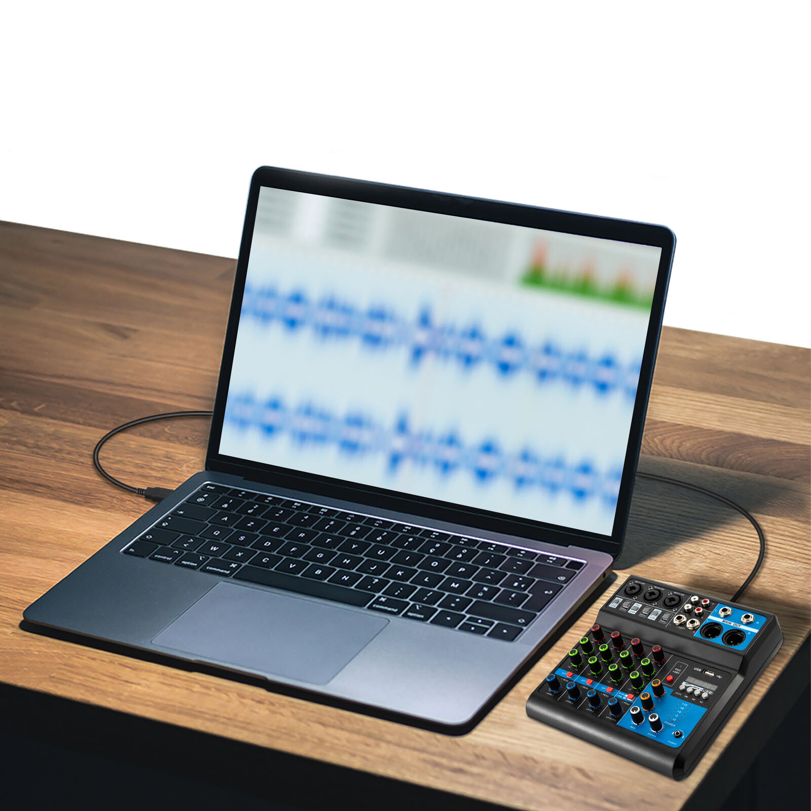 5Channel Mixing Console Live Studio Audio DJ Mixer Sound Board USB Interface New