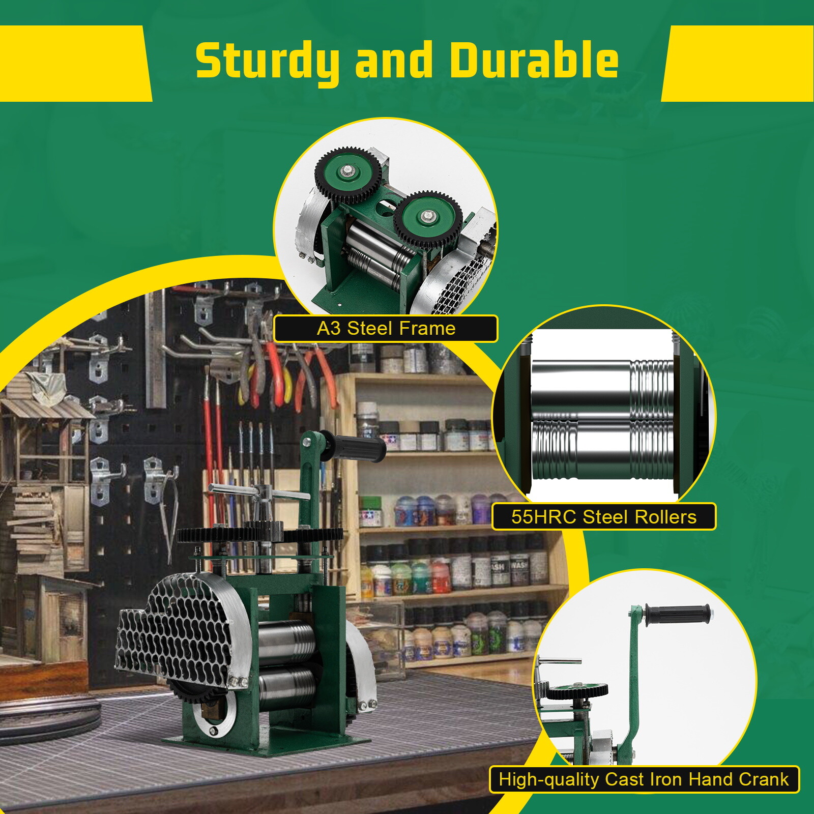 Rolling Mill Machine Rollers Metal Wire Flat Jewelry Tool Manual Combination USA