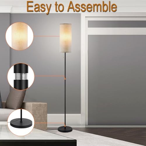 Floor Lamp for Living Room, Modern Standing Lamps with Lampshade, Beige Shade