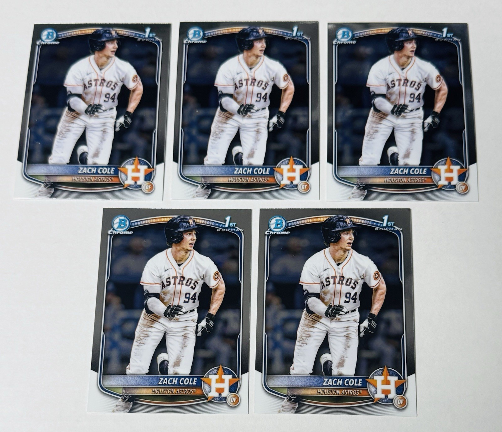 Zach Cole 1st 2025 Bowman Chrome Prospects #BCP-244 Houston Astros Lot Of 5