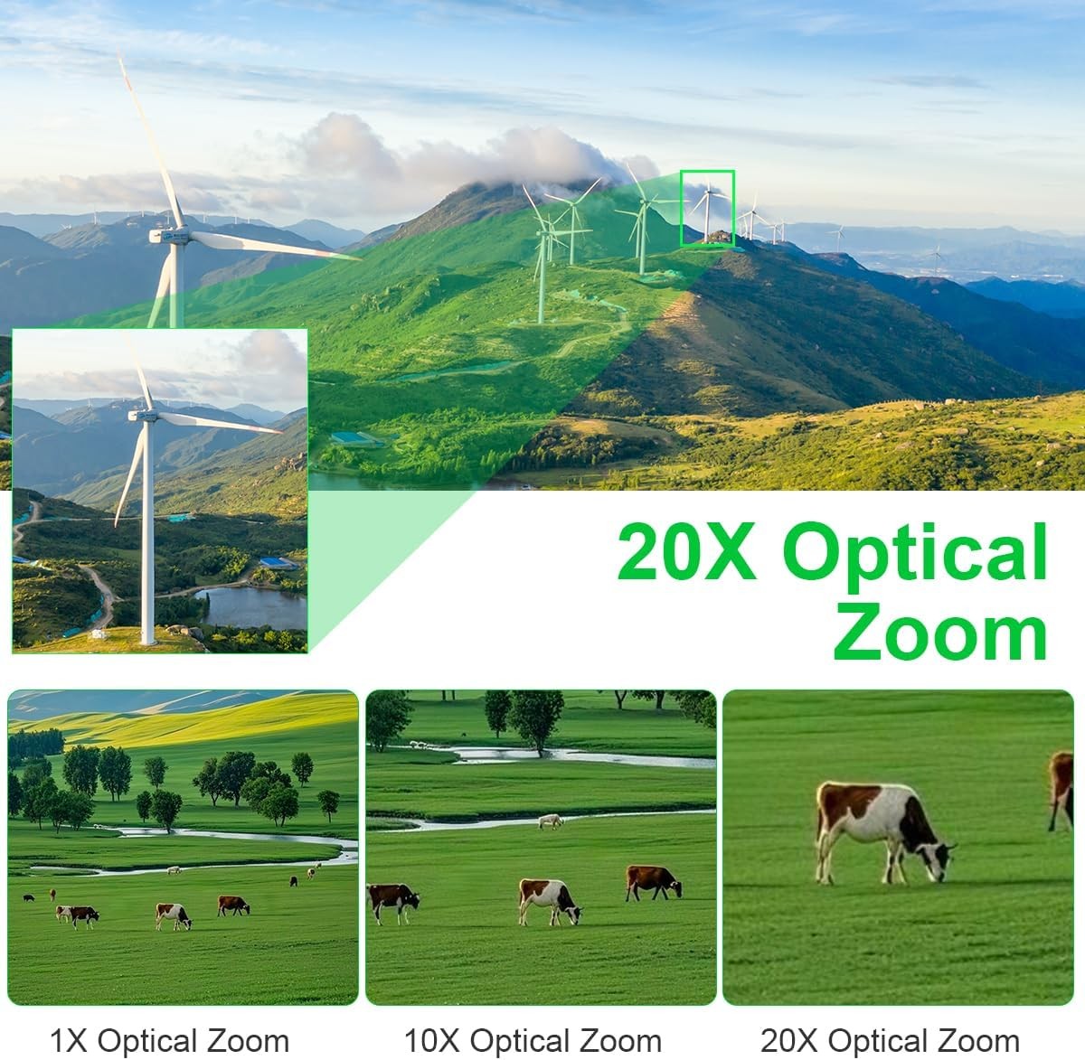 5MP PTZ Security Camera Outdoor 20X Optical Zoom PoE IP Camera Auto Tracking