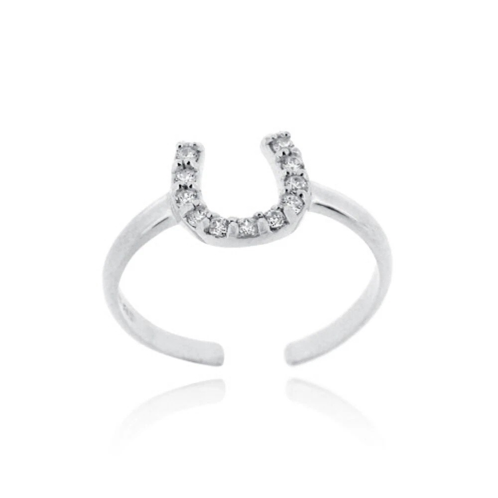 .925 Sterling Silver CZ Horseshoe Toe Ring