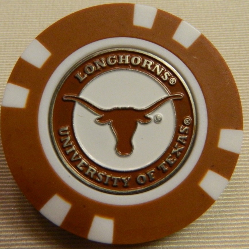 NCAA University of Texas Magnetic Poker Chip removable Golf Ball Marker