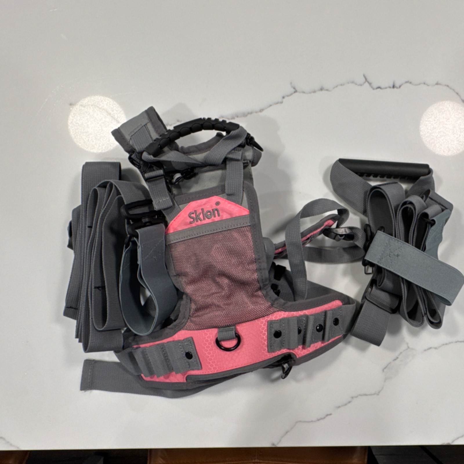 Sklon Adjustable Lightweight Pink and Gray Harness for Winter Sports Activities