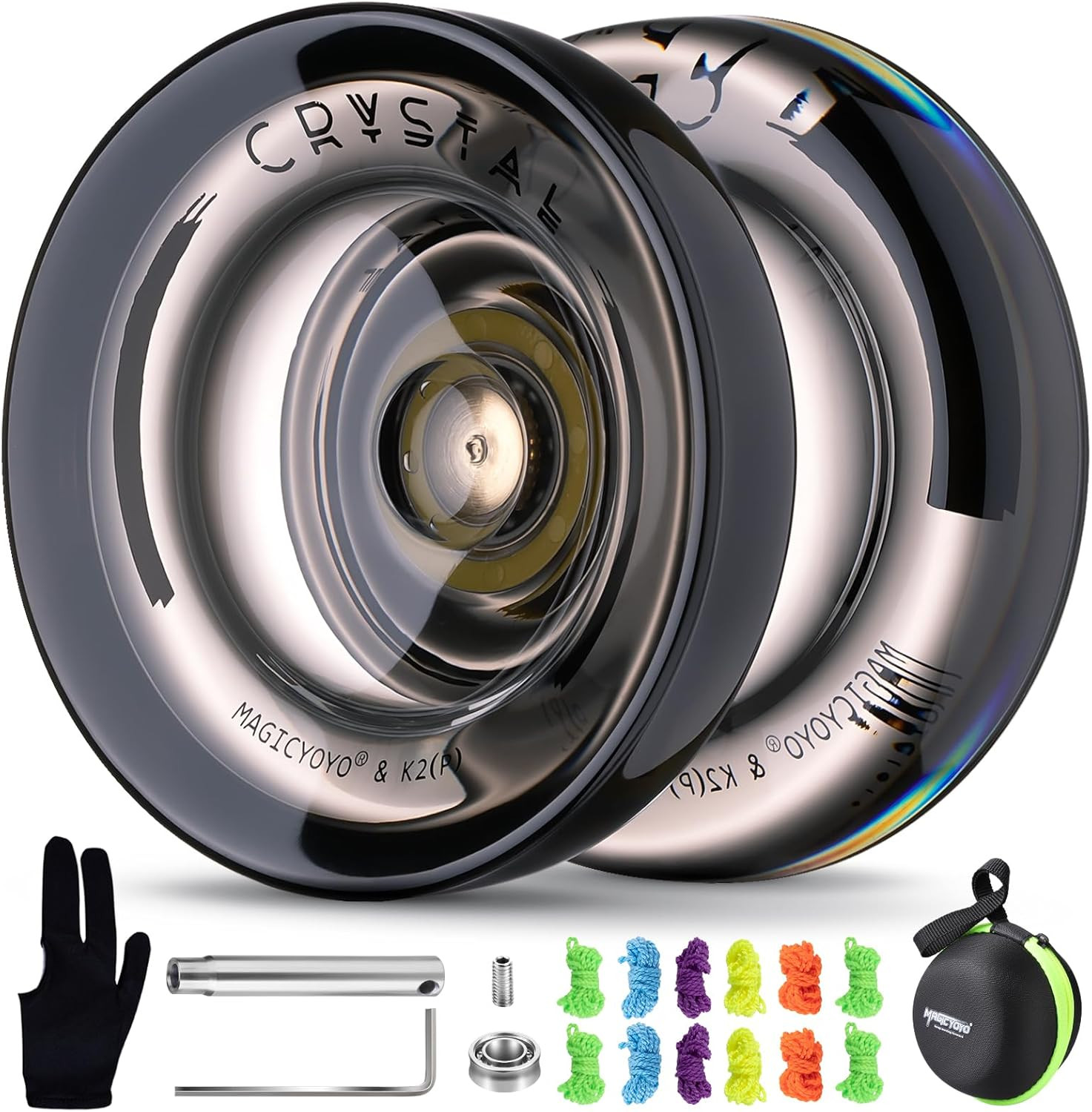 K2 Crystal Black Yoyo Professional, Responsive Yoyo for Kids Beginners with Extr