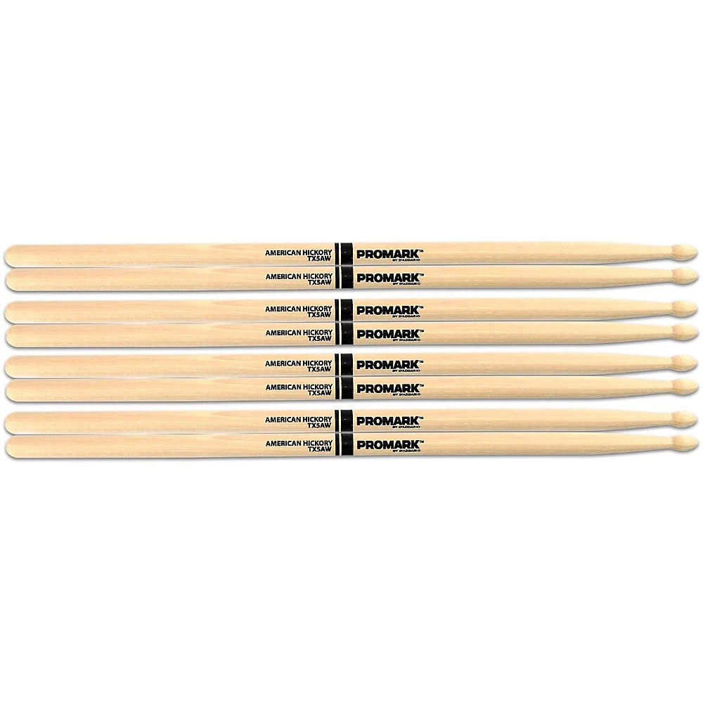 PROMARK Buy 3 Pair of American Hickory Wood Tip 5A Drumsticks W/Free 5A Wood Tip