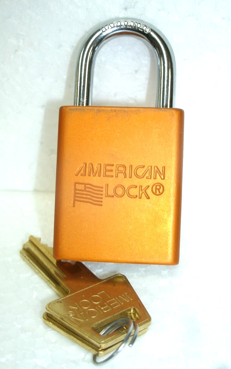 American Series A1105 Aluminum Padlock-1/4" Shackle-Color Orange-NEW!