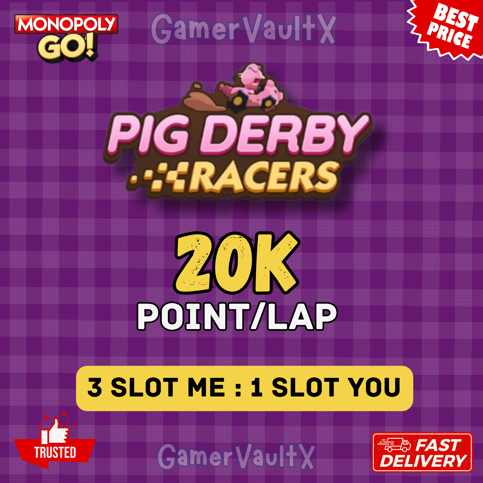 20k Points On Each Lap :- Mono_Poly_Go PIG DERBY RACERS EVENT :- Guaranteed