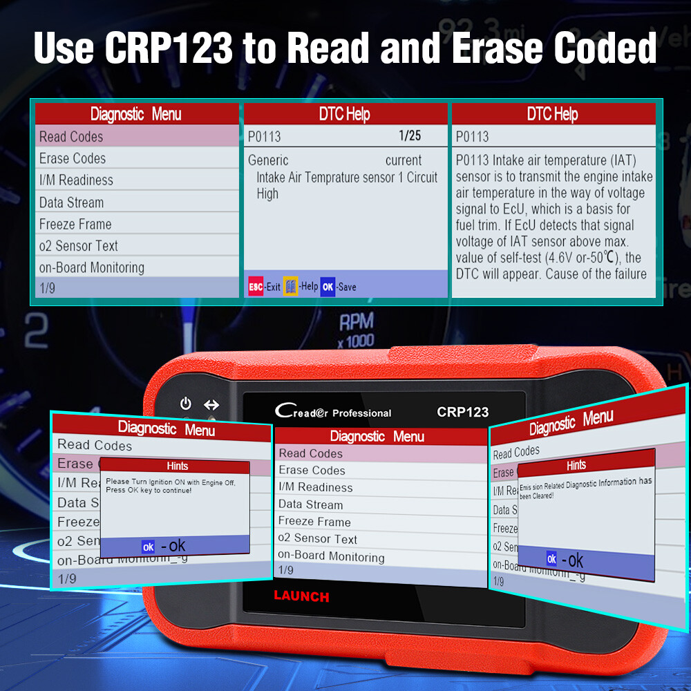 LAUNCH CRP123 OBD2 Scanner Transmission ABS SRS Code Reader Diagnostic Scan Tool