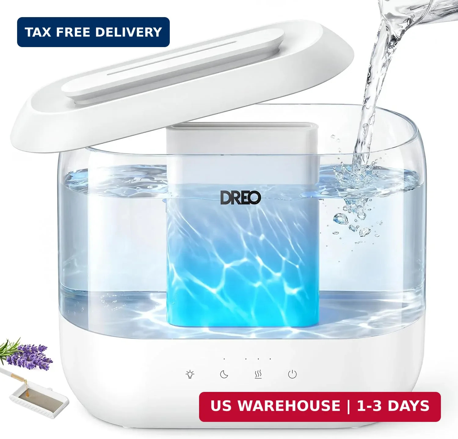 Dreo Humidifiers for Bedroom, 4L Top Fill for Large Room, 36H Runtime, 28 dB Qui