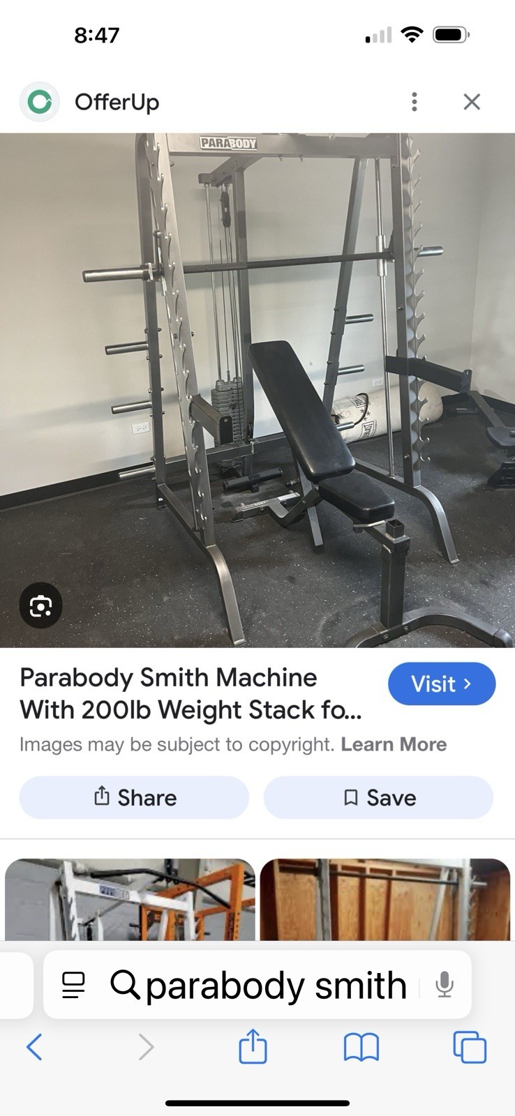Parabody Smith Machine with attached Cable Machine + 4 Cable handle attachments