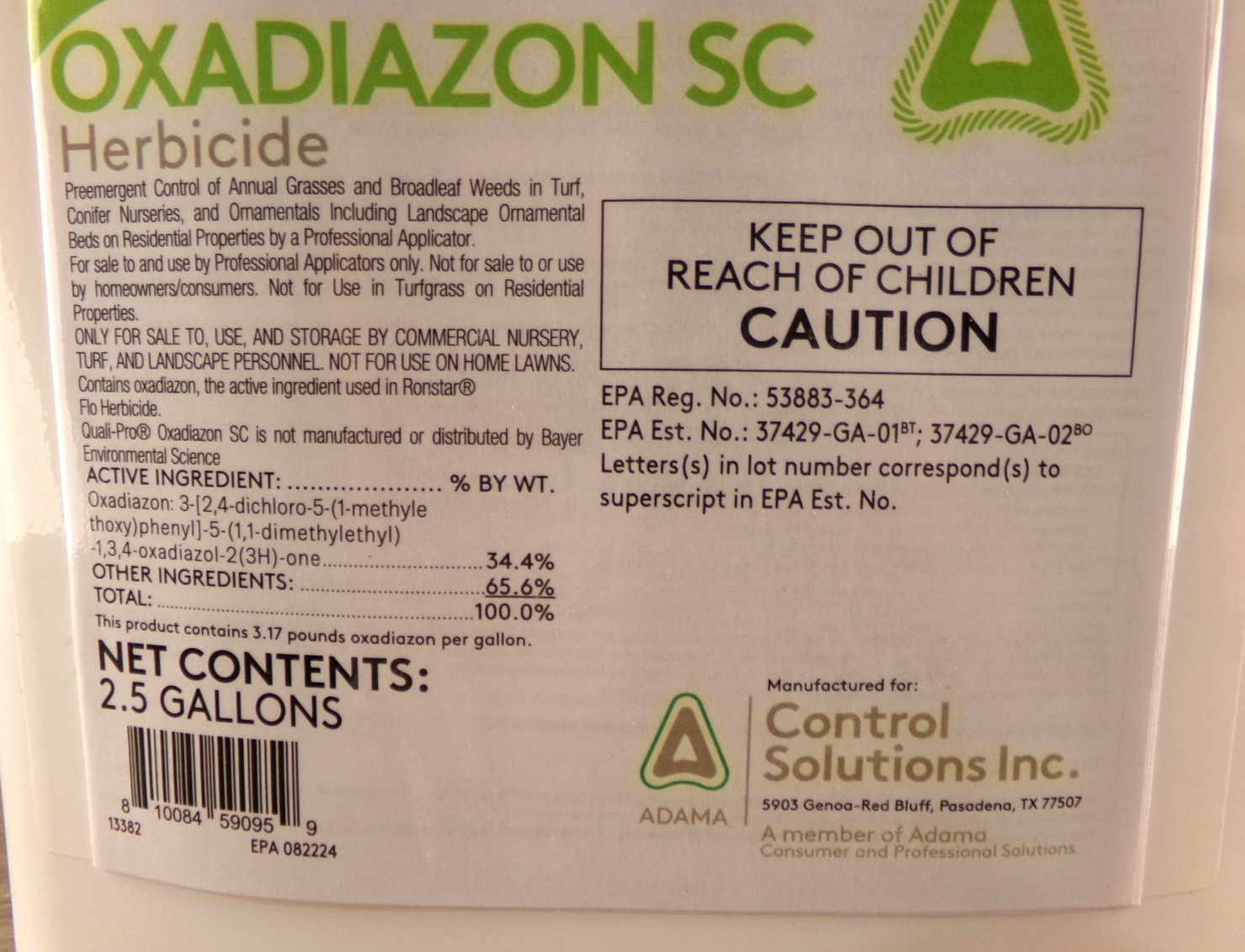 Oxadiazon SC Flowable Herbicide 2.5 Gallon S7