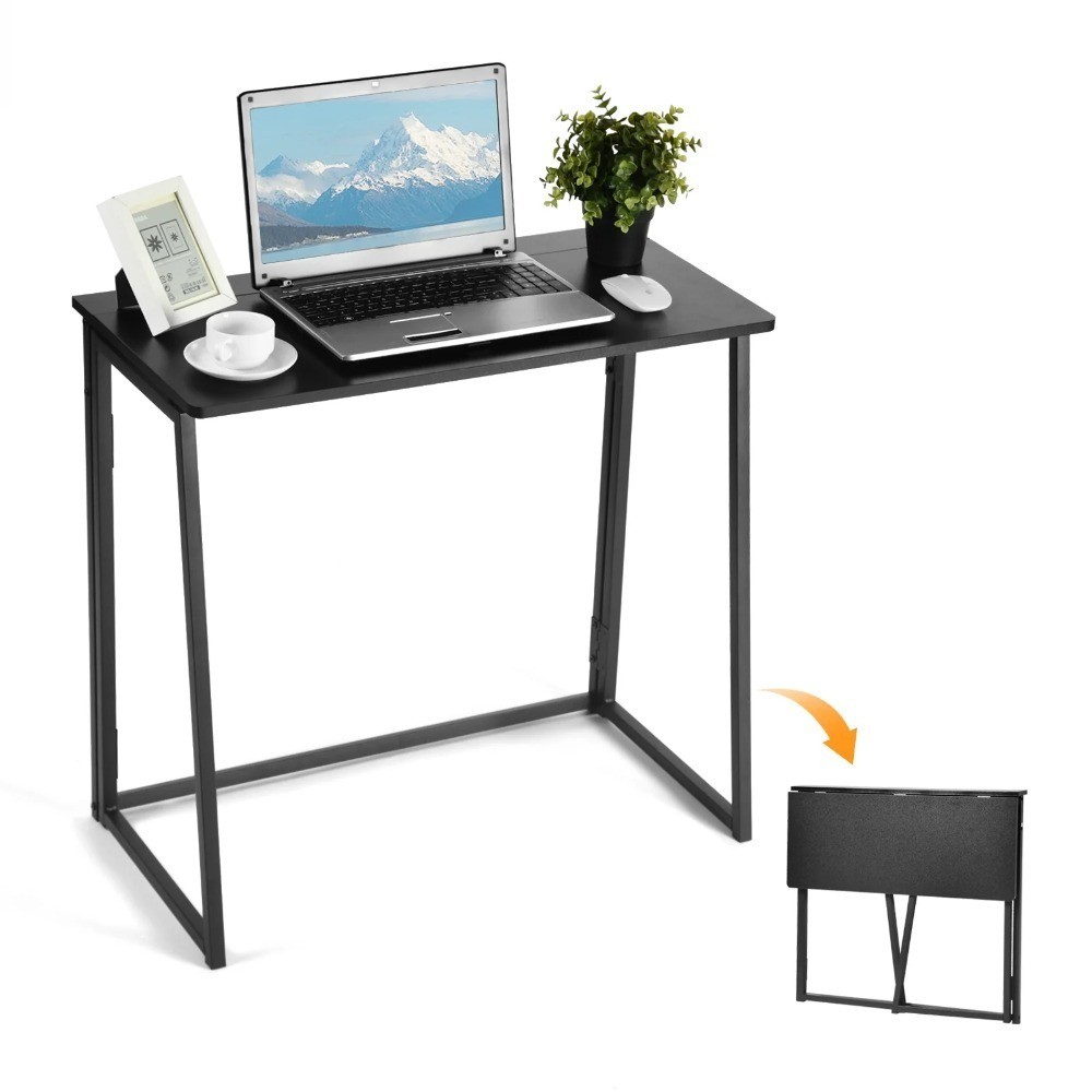 Folding Table,Portable Space-Saving Desk for Home,Apartment, Events,Black Finish
