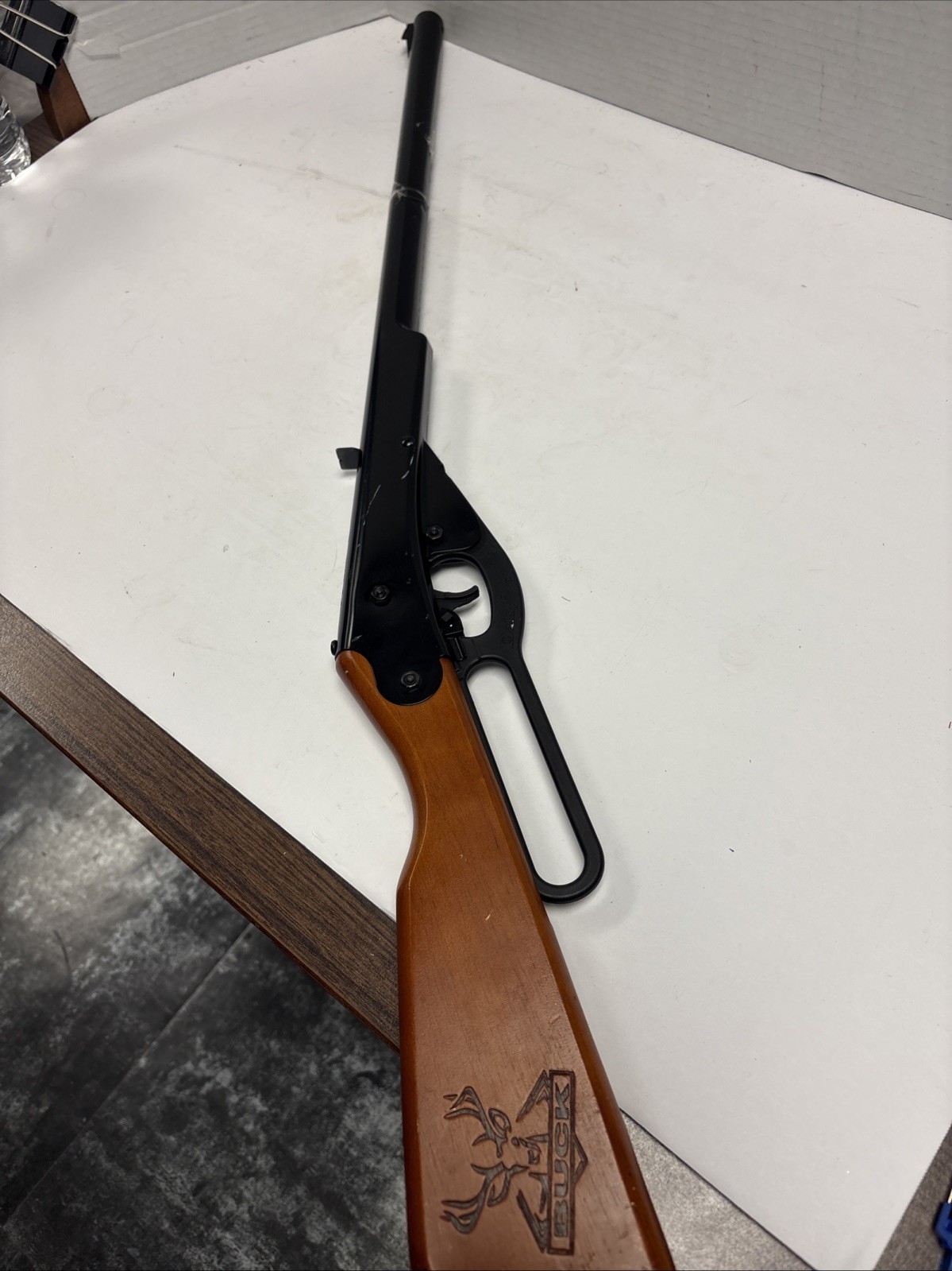 Vintage Daisy Buck Model 105B Lever Action BB Air Gun Rifle Wood Stock