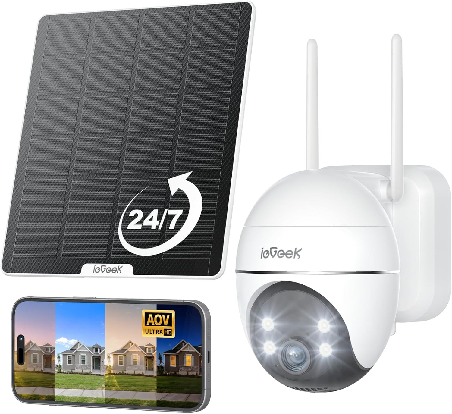 Solar Security Cameras Wireless Outdoor, Wifi Surveillance Camera with Solar Pan