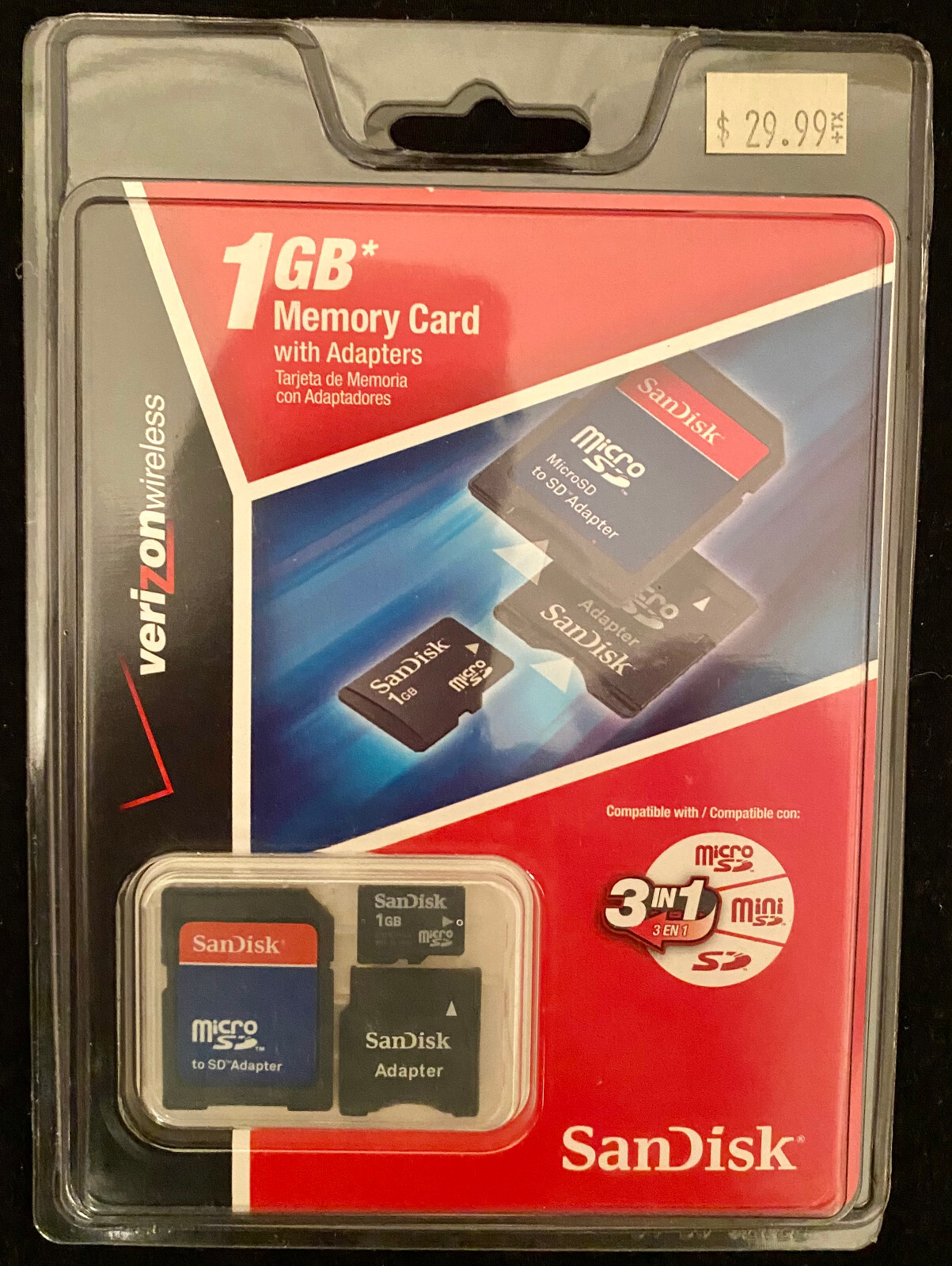 Verizon SanDisk 1GB Memory Card w/2 Adapters Unopened New