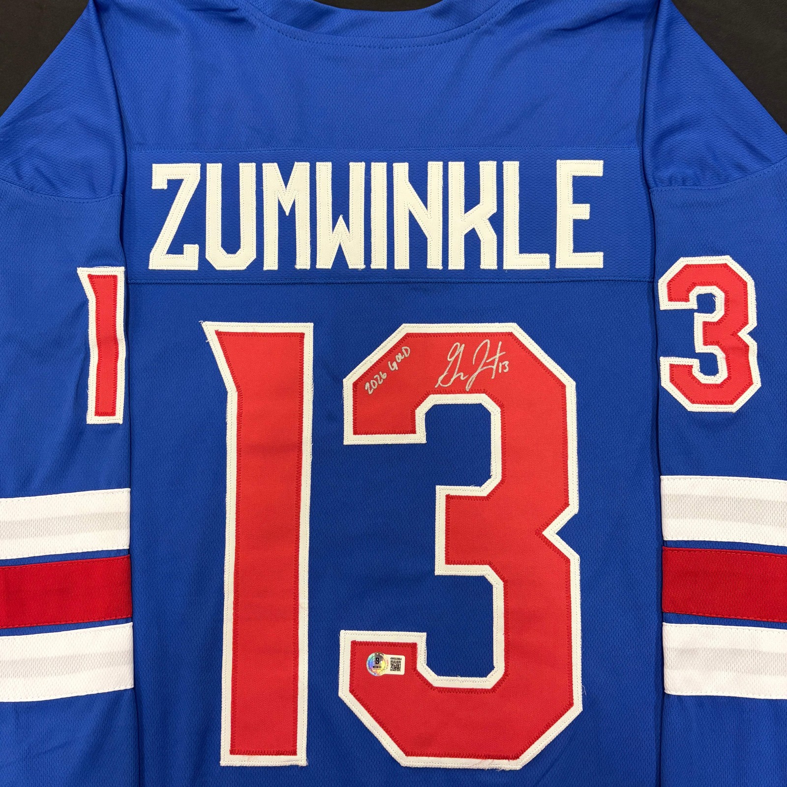 Grace Zumwinkle Signed Olympic-Style Jersey w/ 2026 Gold Inscription USA Beckett