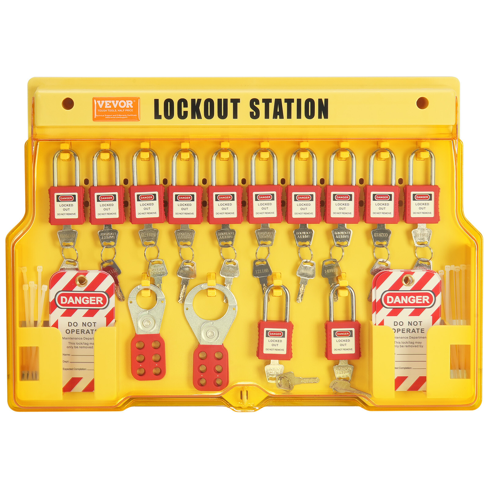 VEVOR 60 PCS Electrical Lockout Tagout Kit Safety Padlocks Hasps Tags Ties Board