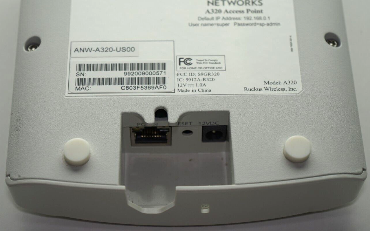 Ruckus Access Networks A320 Access Point - White - Ethernet - Tested/Working