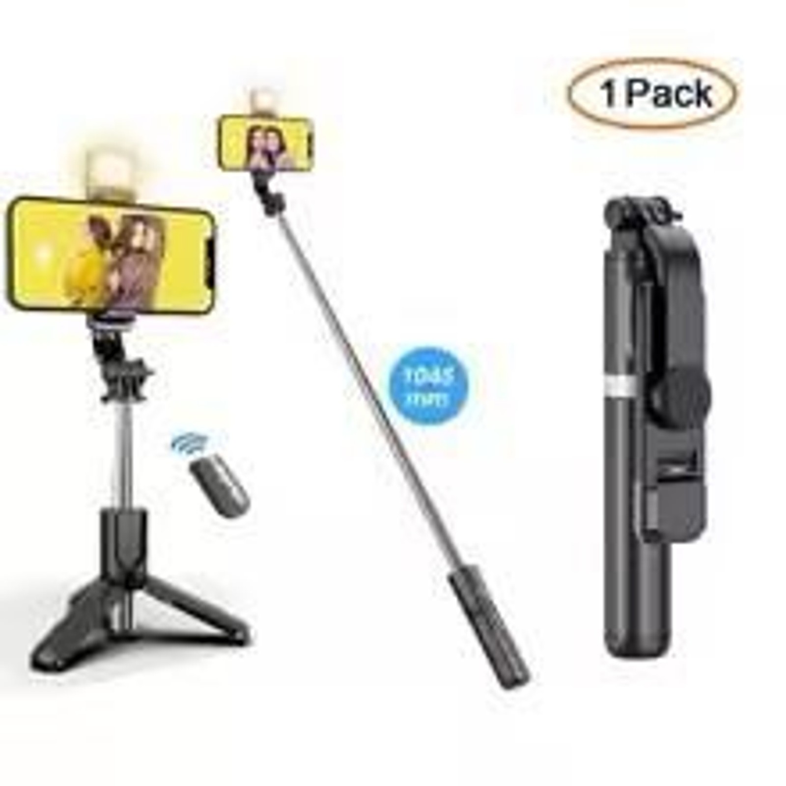 Wireless Bluetooth Selfie Stick Foldable Portable Tripod with Fill Light
