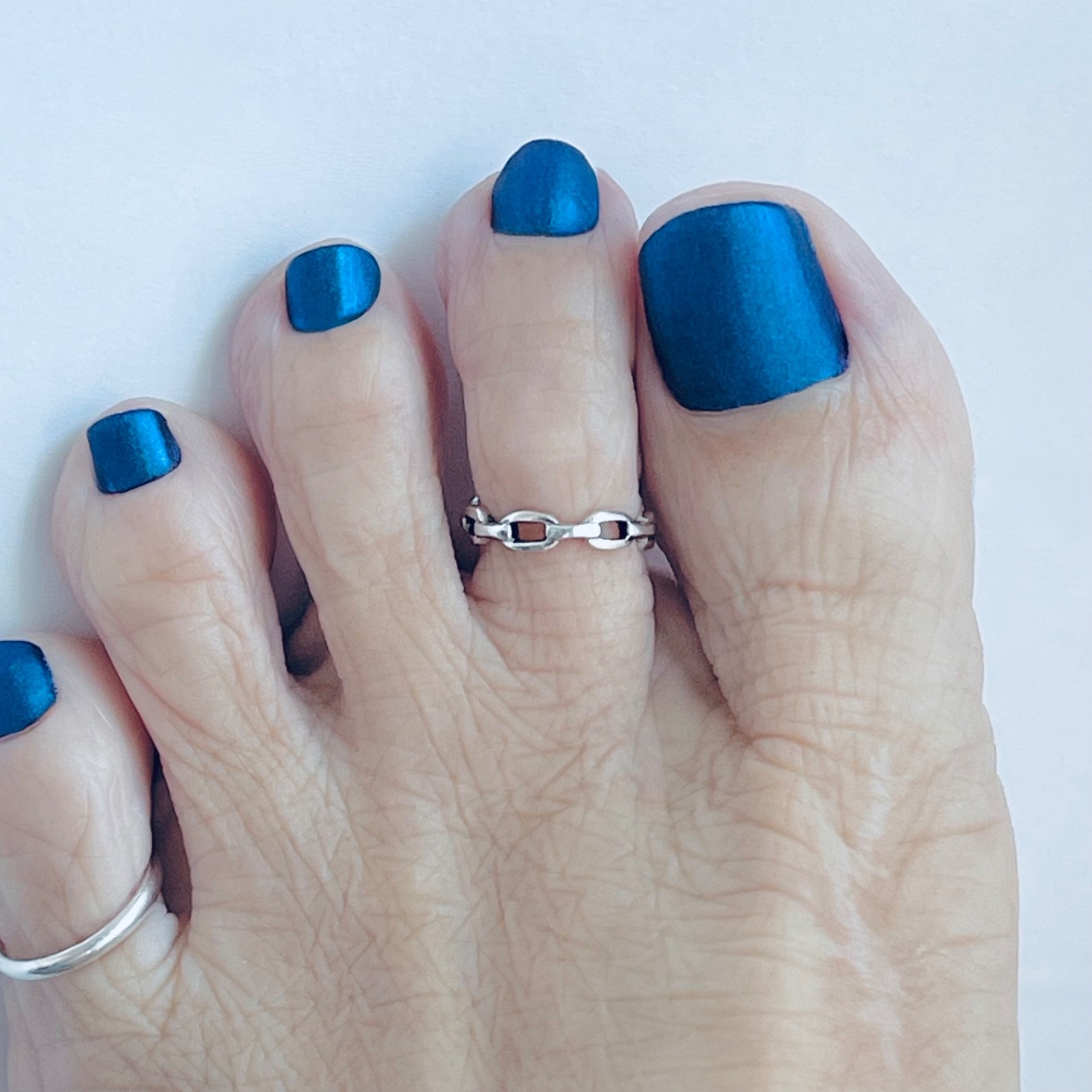 Sterling Silver Round Link Toe Ring, Silver Rings, Chain Links, Silver Band